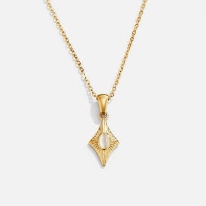Luna Milky White Stone Gold-Tone Necklace
