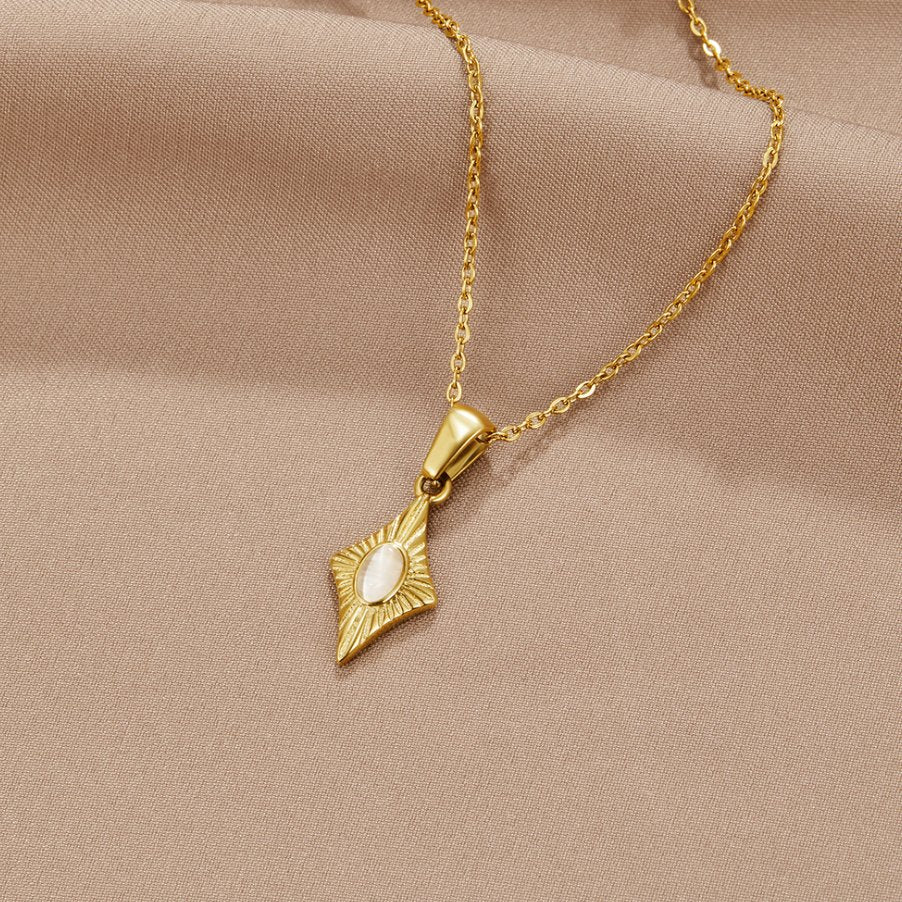 Luna Milky White Stone Gold-Tone Necklace