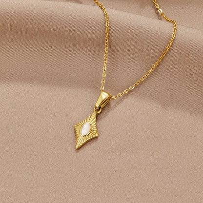 Luna Milky White Stone Gold-Tone Necklace