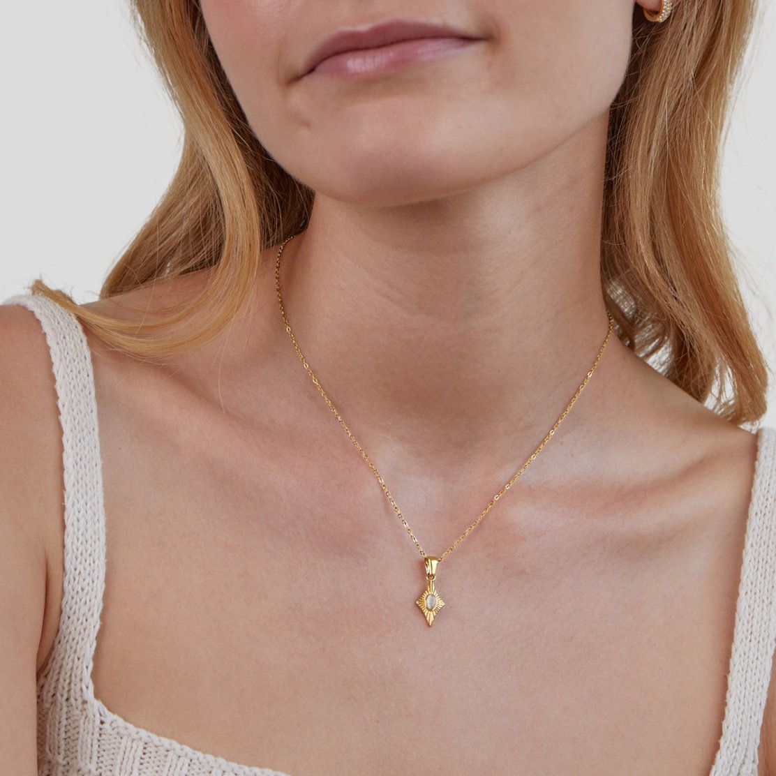 Luna Milky White Stone Gold-Tone Necklace