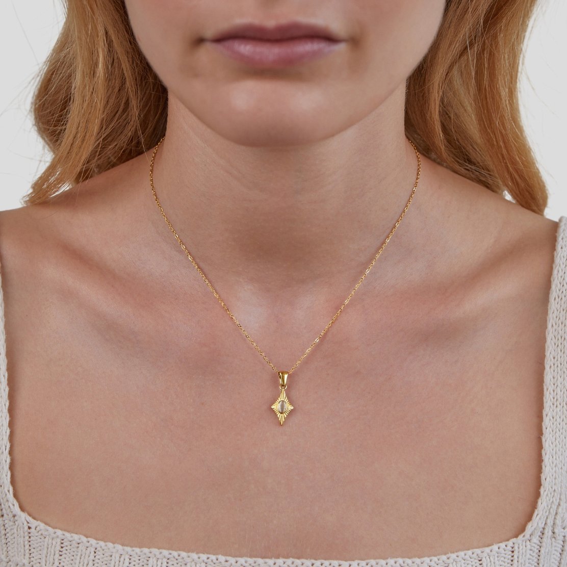 Luna Milky White Stone Gold-Tone Necklace
