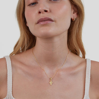 Luna Milky White Stone Gold-Tone Necklace