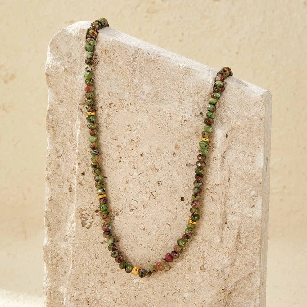 Deep Forest Green Beaded Strand Necklace
