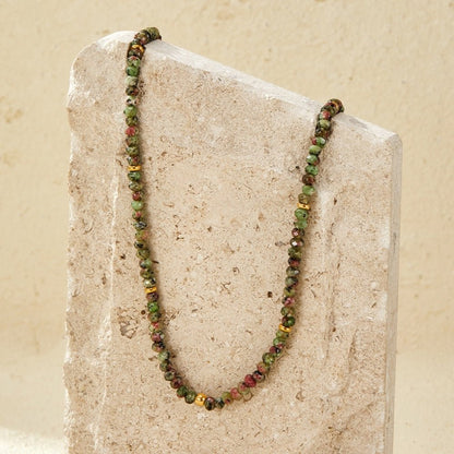 Deep Forest Green Beaded Strand Necklace