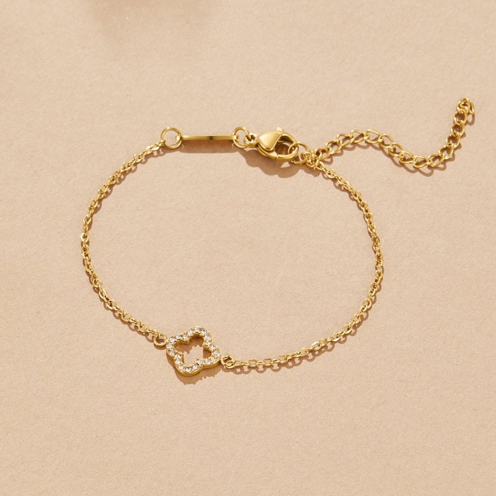 Outlined Clover Crystal Bracelet