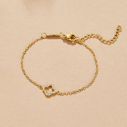 Outlined Clover Crystal Bracelet