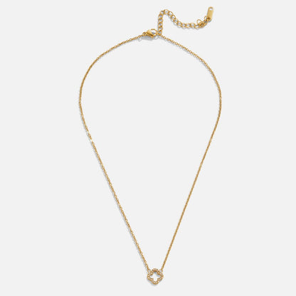 Small Crystal-Set Clover Charm Necklace