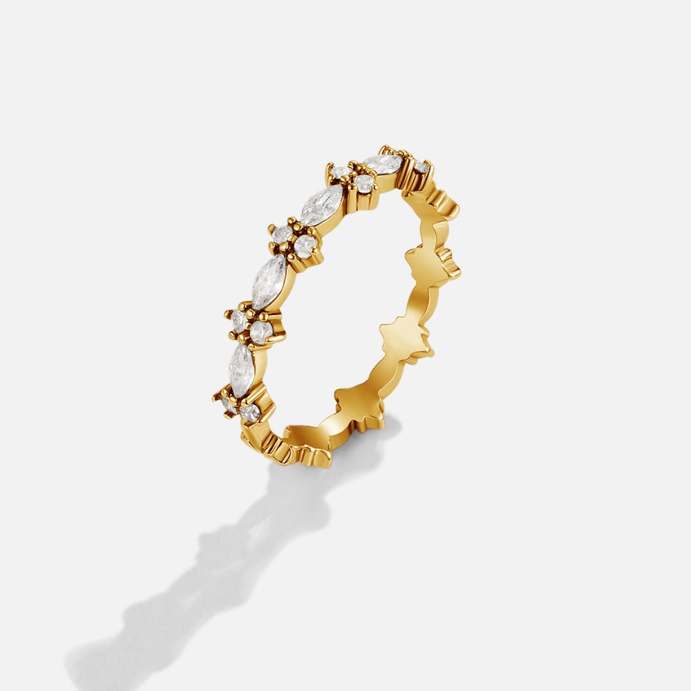 Scattered Crystal Gold-Tone Everyday Band Ring