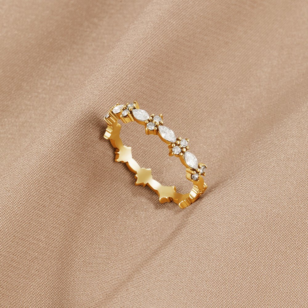 Scattered Crystal Gold-Tone Everyday Band Ring