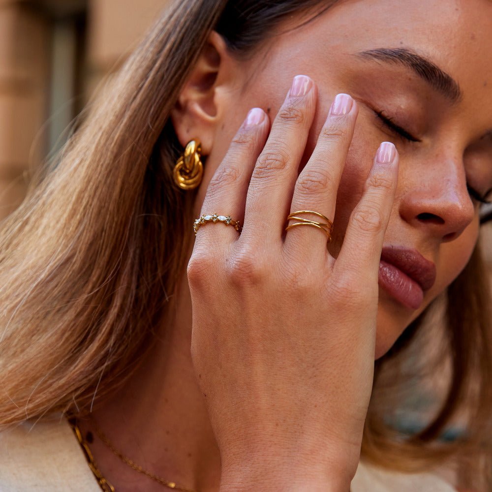 Scattered Crystal Gold-Tone Everyday Band Ring