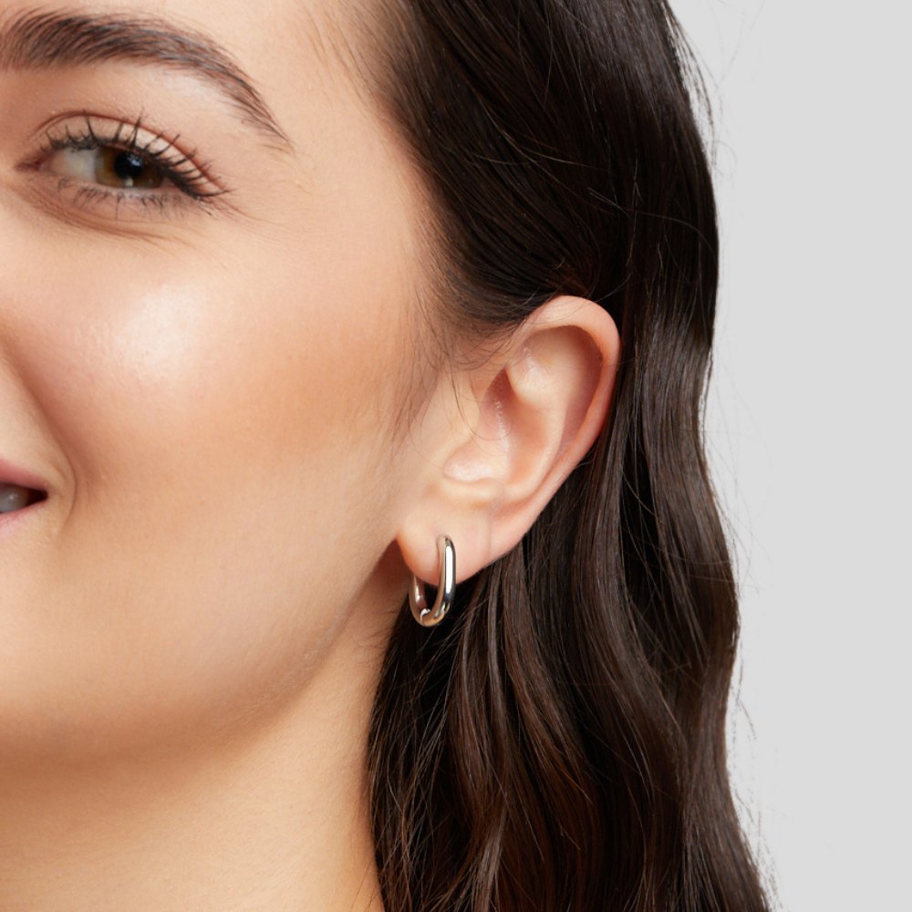 Madison Rounded Silver-Tone Hoop Earrings