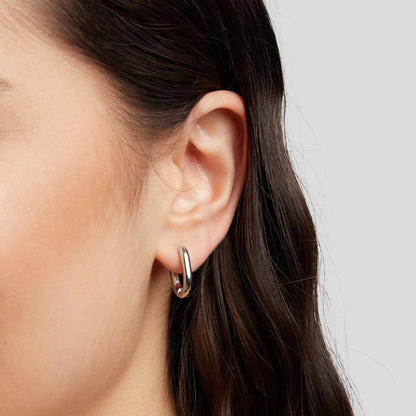 Madison Rounded Silver-Tone Hoop Earrings