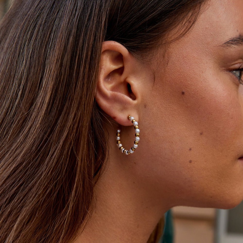 Maia Beaded Gold-Tone and Pearl Earrings