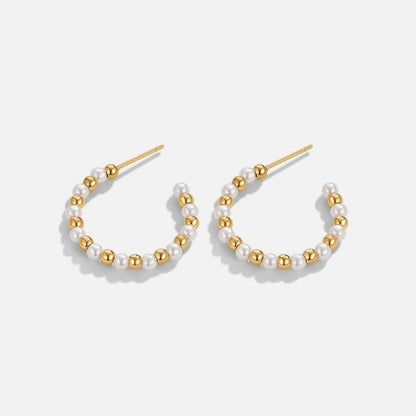 Maia Beaded Gold-Tone and Pearl Earrings