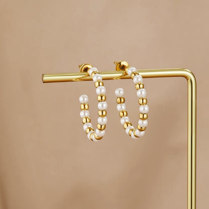 Maia Beaded Gold-Tone and Pearl Earrings