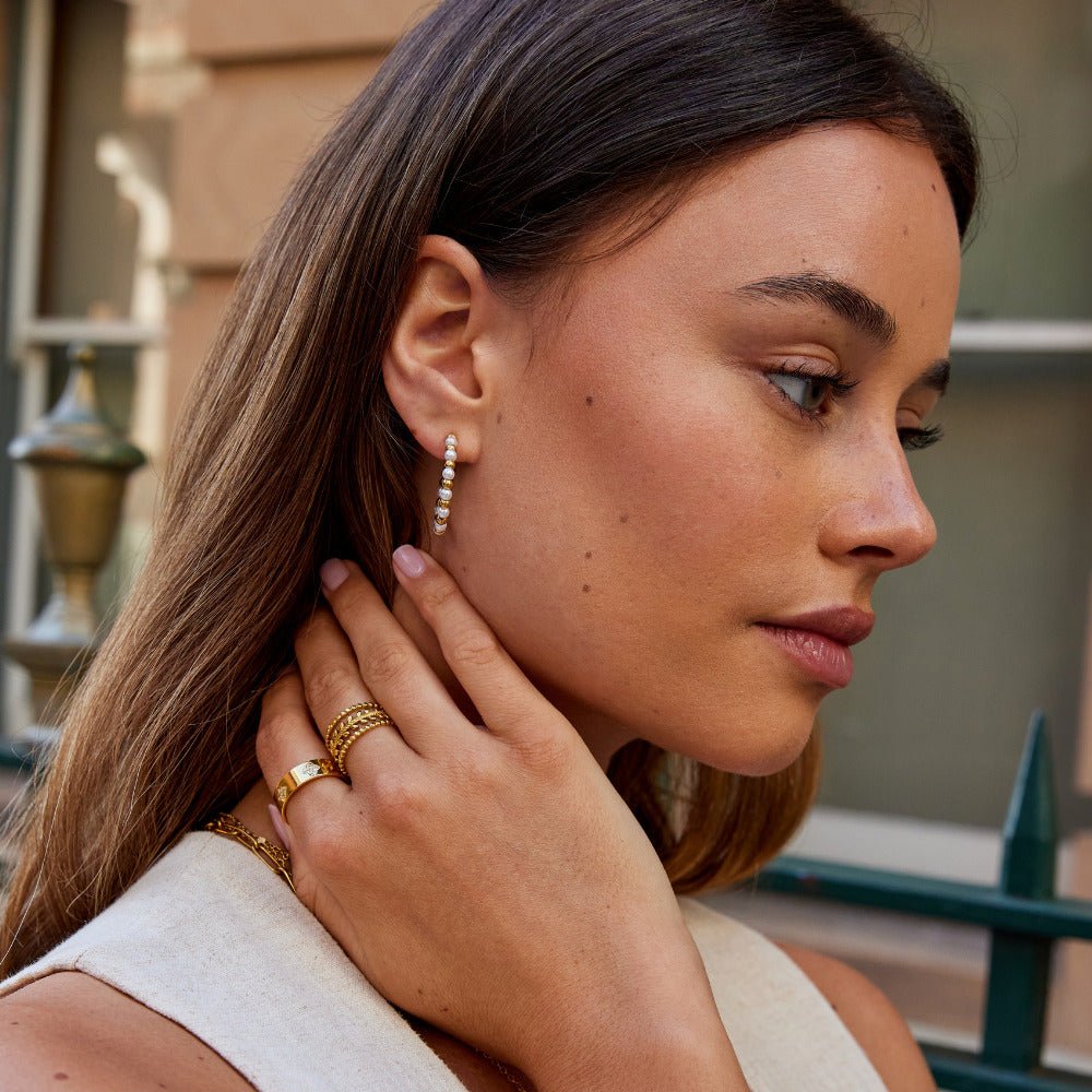 Maia Beaded Gold-Tone and Pearl Earrings