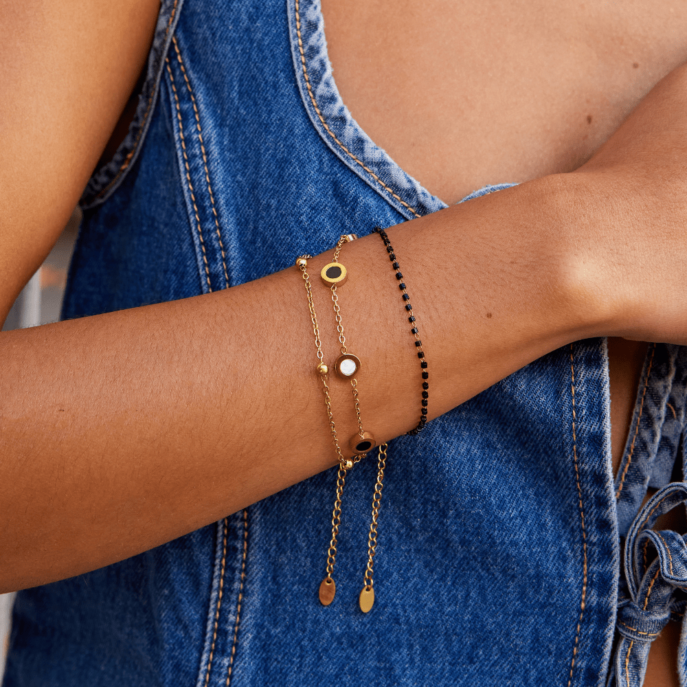 Maisie Round Black Bead Wrist Bracelet