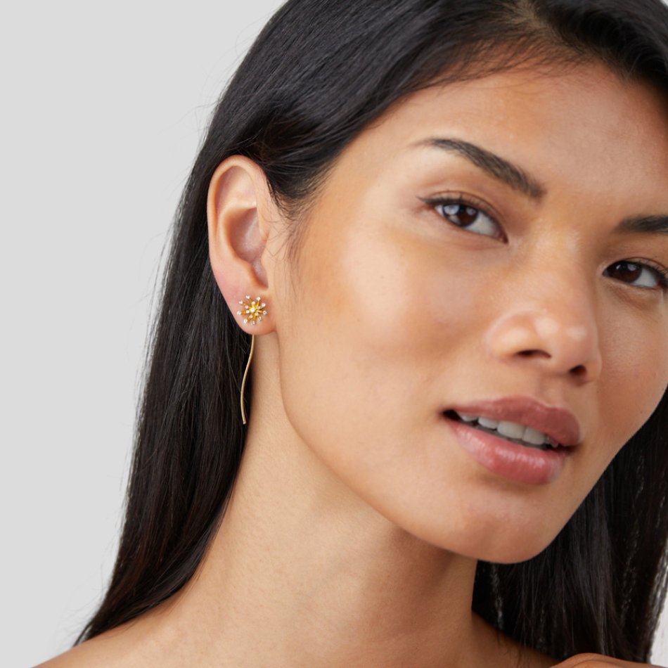 Dandelion Wish Earrings in Warm Gold-Tone