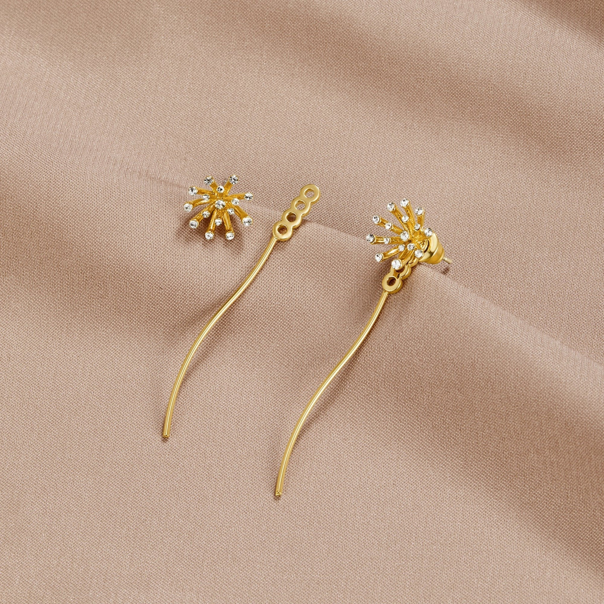 Dandelion Wish Earrings in Warm Gold-Tone