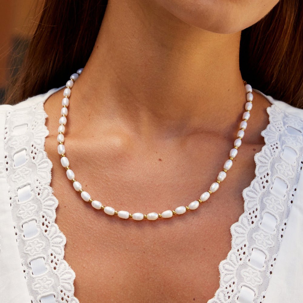 Malia Solitary Pearl Drop Chain Necklace