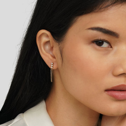Mara Fine Chain Earrings Set with Crystal