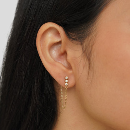Mara Fine Chain Earrings Set with Crystal