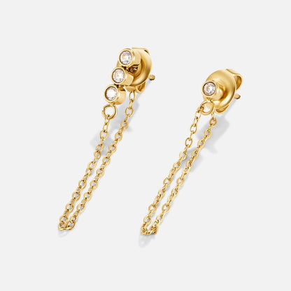 Mara Fine Chain Earrings Set with Crystal