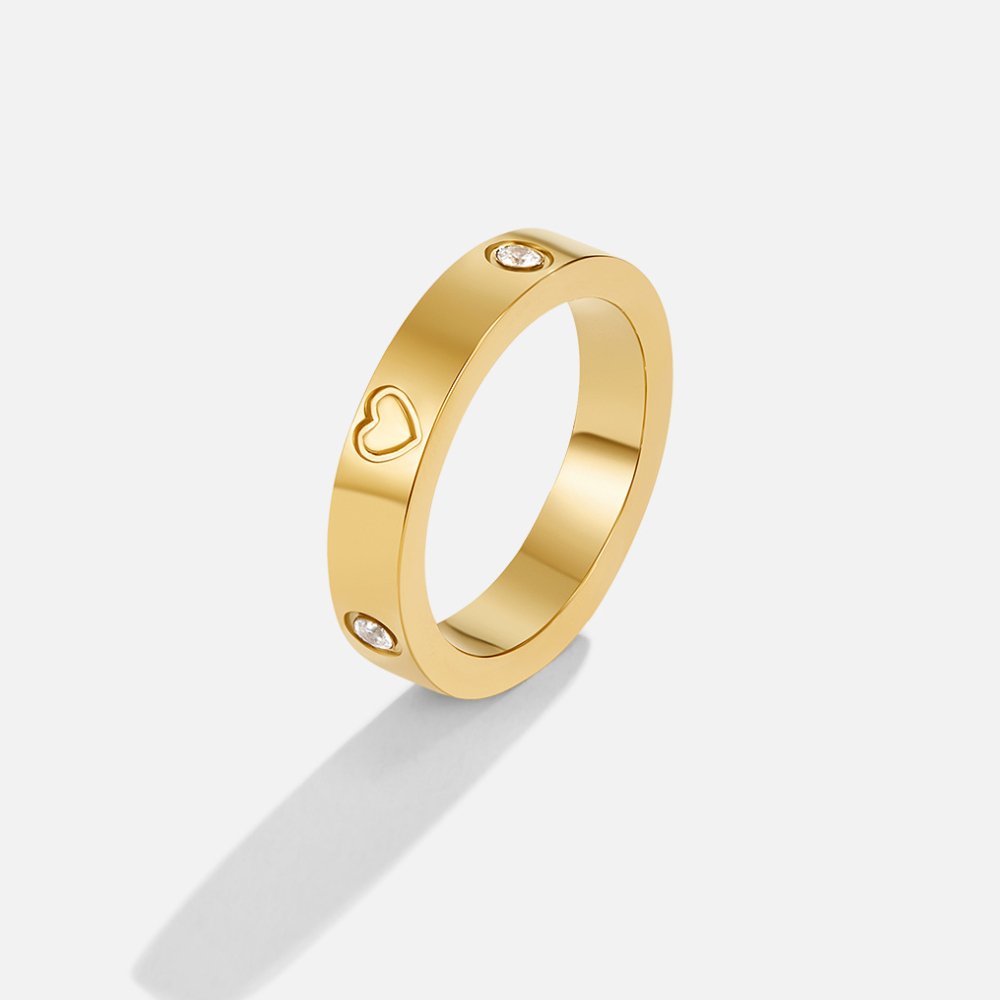 Mari Tiny Heart Gold-Tone Slim Band Ring