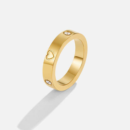 Mari Tiny Heart Gold-Tone Slim Band Ring