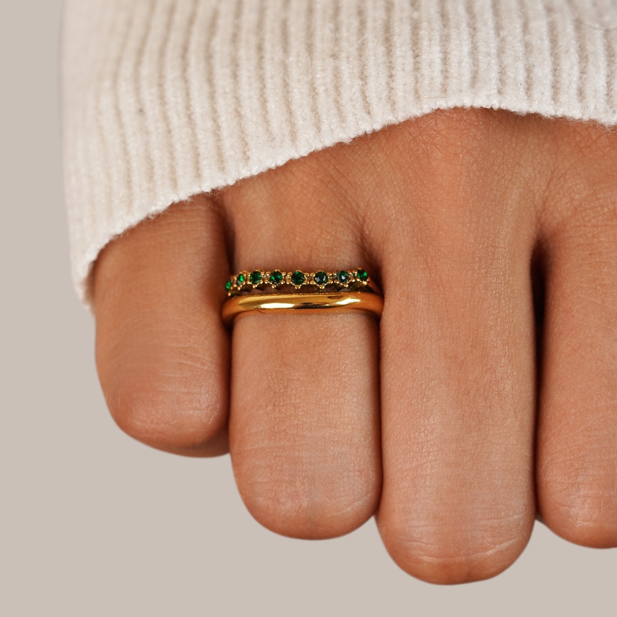 Marissa Deep Green Crystal Layered Line Ring