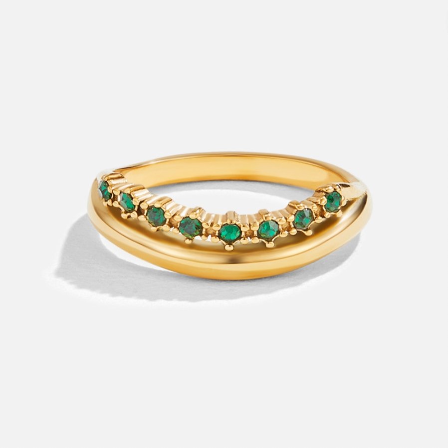 Marissa Deep Green Crystal Layered Line Ring