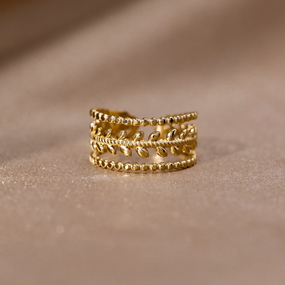 Marissa Wrapped Leaf Gold-Tone Band Ring