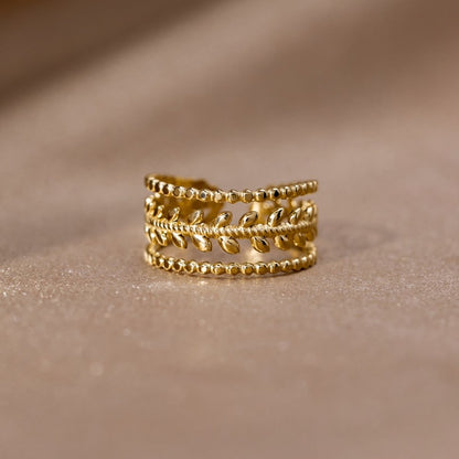 Marissa Wrapped Leaf Gold-Tone Band Ring