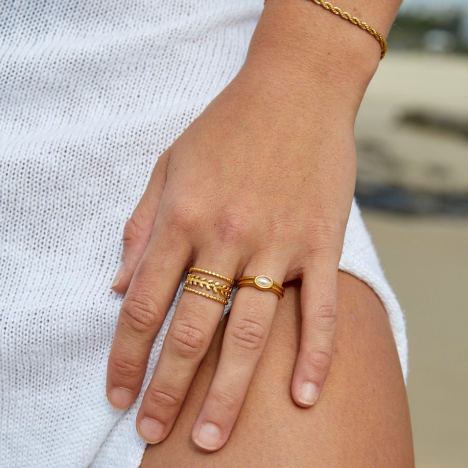 Marissa Wrapped Leaf Gold-Tone Band Ring