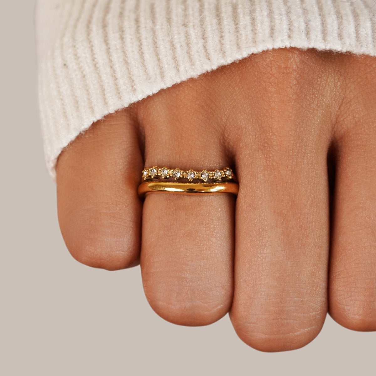 Marissa Clear Crystal Layered Multi Line Ring