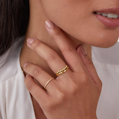 Marissa Clear Crystal Layered Multi Line Ring