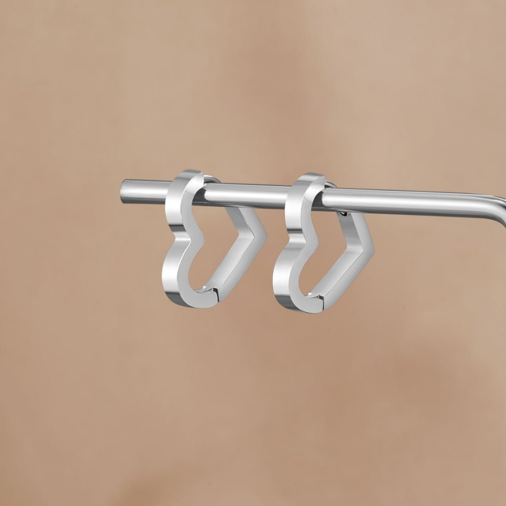 Mary Little Heart Silver-Tone Hoop Earrings