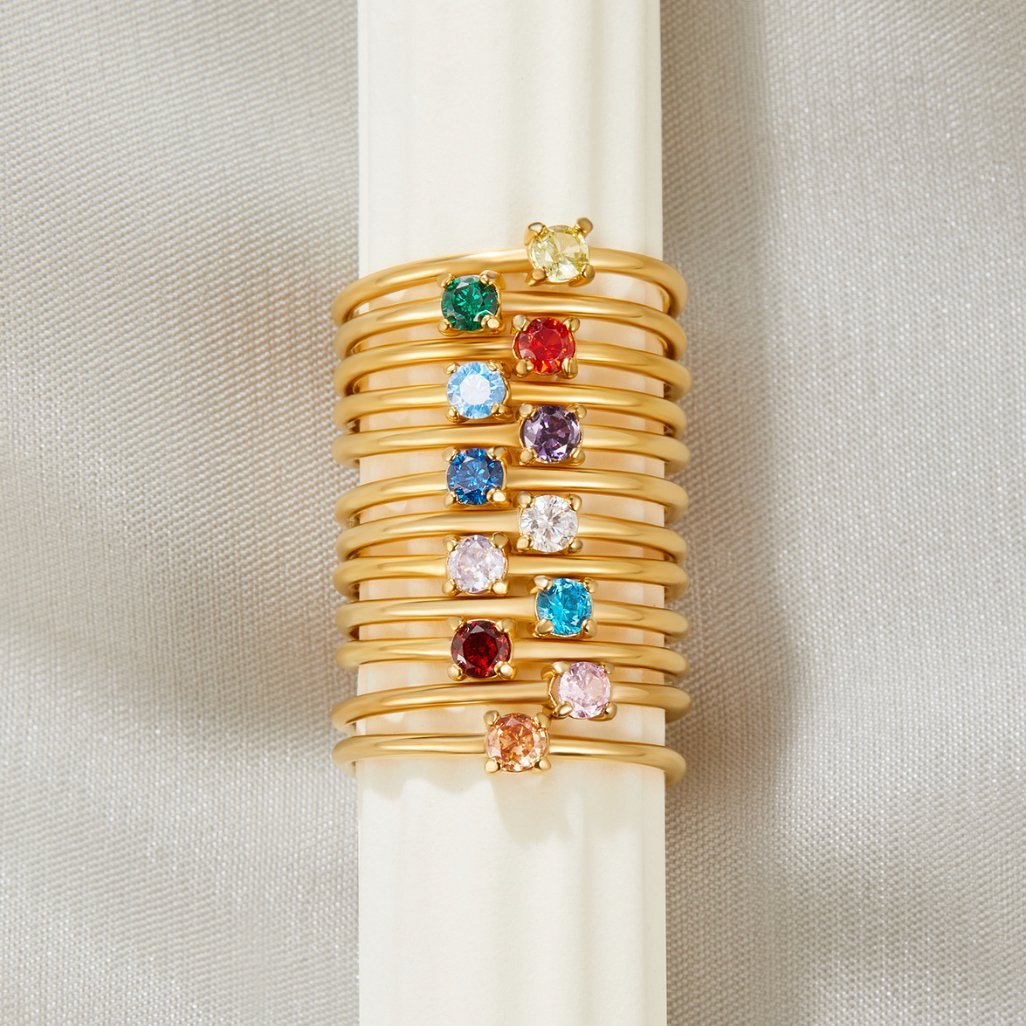 Gold-Tone May Birthstone Ring in Fresh Green