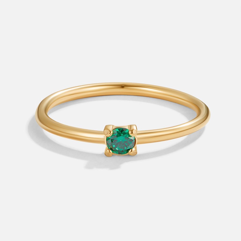 Gold-Tone May Birthstone Ring in Fresh Green