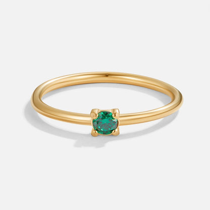 Gold-Tone May Birthstone Ring in Fresh Green