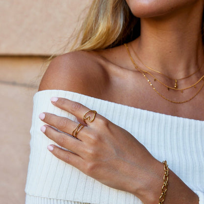 Molten Heart Shape Gold-Tone Band Ring