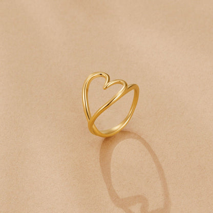 Molten Heart Shape Gold-Tone Band Ring