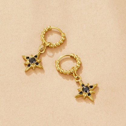 Late Evening Dark Toned Drop Hoop Earrings