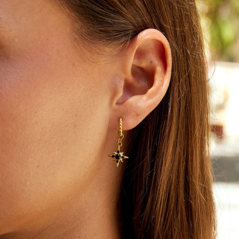 Late Evening Dark Toned Drop Hoop Earrings