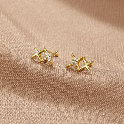 Deep Midnight Black Crystal Stud Earrings