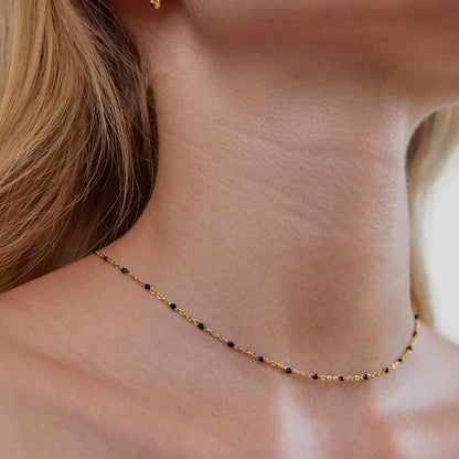 Mila Jet Black Bead Chain Necklace