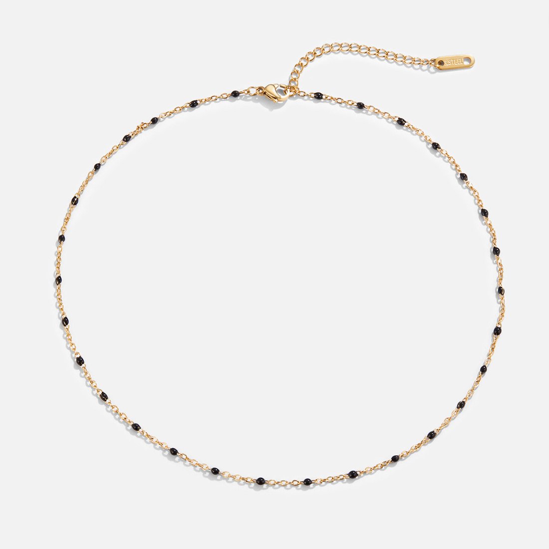 Mila Jet Black Bead Chain Necklace