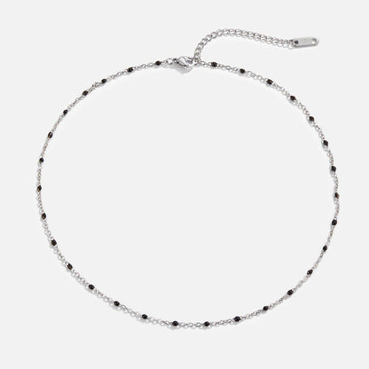 Mila Small Black Beads Silver-Tone Necklace