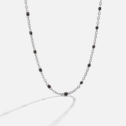 Mila Small Black Beads Silver-Tone Necklace