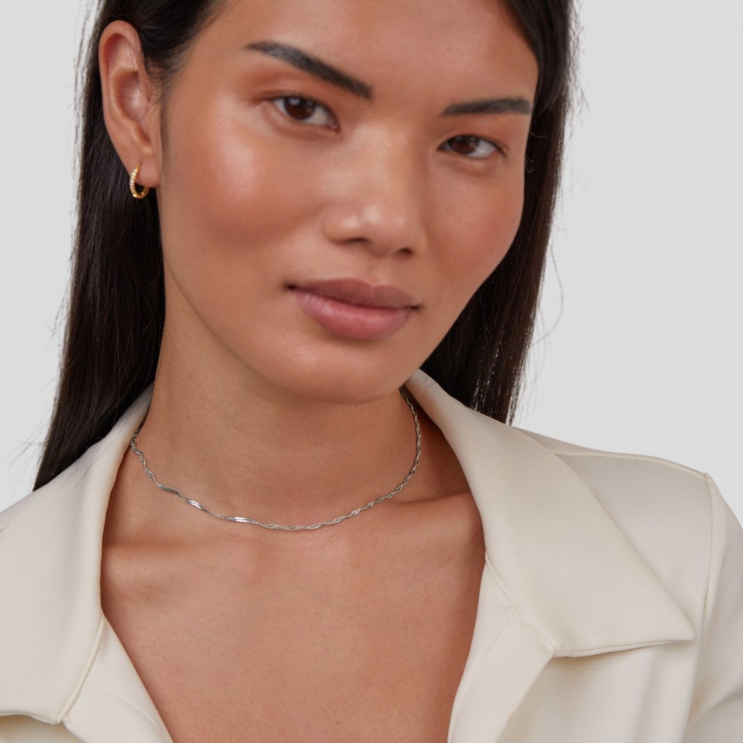 Mila Rope-Twist Silver-Tone Chain Necklace
